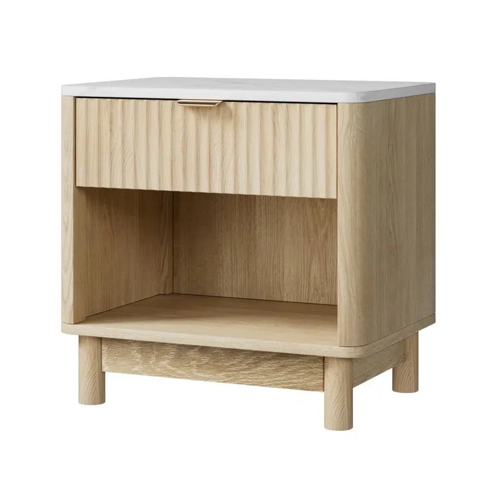 Sophia 1 Drawer Shelves Pine Bedside Table