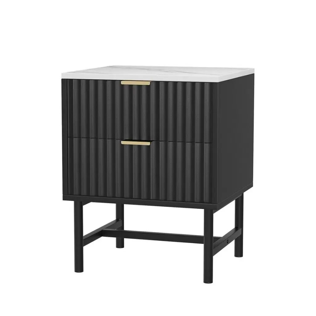 Lark Bedside Table – Black with 2 Drawers