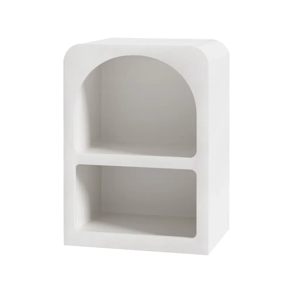 Aria Bedside Table – White Arched Design with Storage